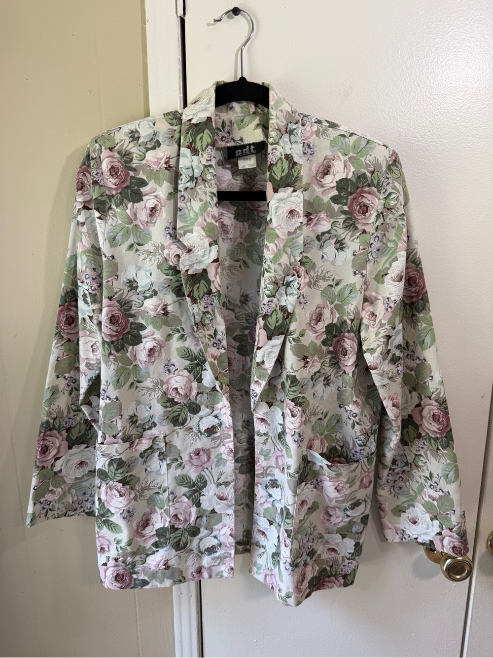 Vintage Floral Open Front Blazer Jacket Cottagecore Garden Roses Size 2 - Picture 2 of 12
